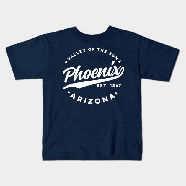 Vintage Phoenix Arizona Valley of the Sun City White Kids T-Shirt by DetourShirts